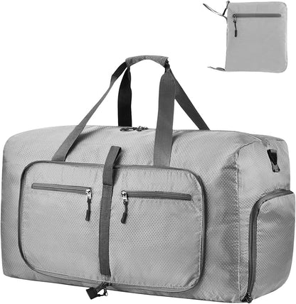Dimayar Travel Duffle Bag for Men Women - Foldable Duffel Bag with Shoes Compartment - Overnight Bags Waterproof & Tear Resistant(40L,Space Gray)