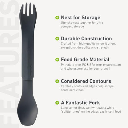 ﻿GoBites Duo and Bio Duo Travel Silverware, Full Size Portable Fork & Spoon, Reusable Utensil Set, PC and BPA-free, Food-Safe Nylon or Plant-Based Resin, ﻿Extended - 9.1” X 1.6”