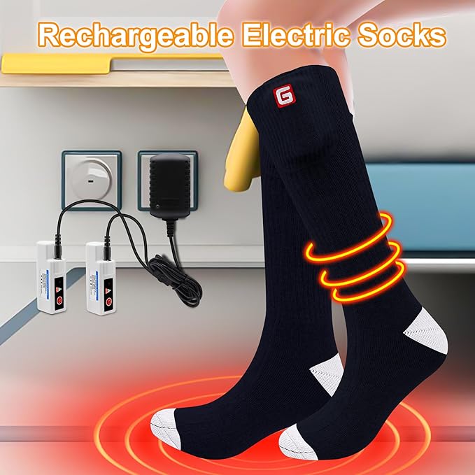 SVPRO Electric Heated Socks Men Women Rechargeable Heating Socks Washable Battery Thermal Foot Warmer Socks Winter Warm Socks