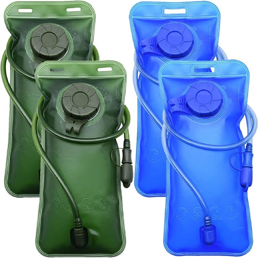 1.5/2/2.5/3L Hydration Bladder, 2pcs Water Bladder, Leakproof Water Reservoir for Hiking Biking Climbing Cycling Running Camping Backpack, Blue and Army Green