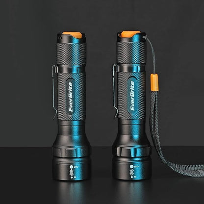 EverBrite 2-Pack 150 Lumens Super Small Mini LED Flashlight, Zoomable Flashlight with Lanyard&Clip, 3 Modes, IPX4 Waterproof, for Camping Hiking, Emergency, EDC, Survival Use, 2 AA Batteries Included
