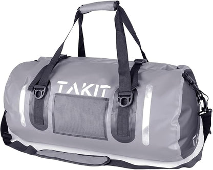 Waterproof Duffle Bag Travel Dry Bag 500D PVC for Motorcycle Tail Kayaking Rafting Boating Swimming Camping Hiking Beach Fishing (Grey, 60L)