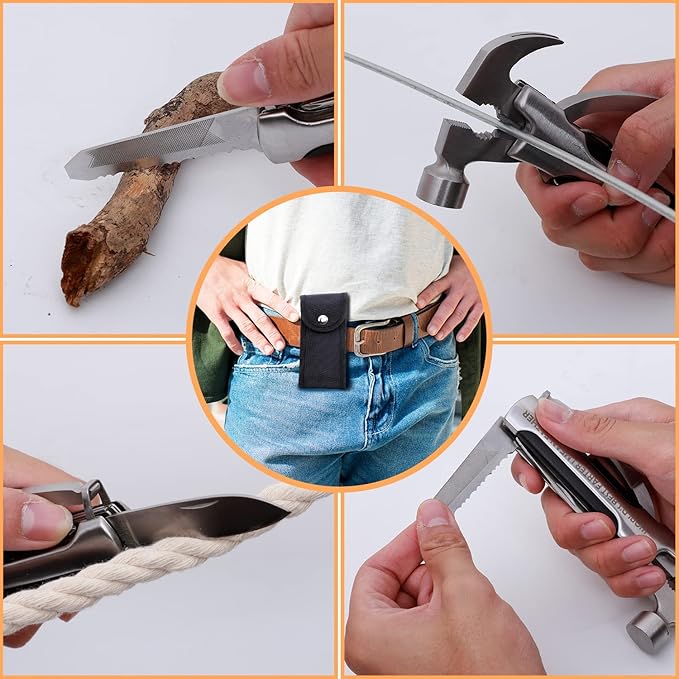 Fathers Gifts for Dad from Daughter Son WORLD'S BEST FATHER I MEAN FATHER Hammer Multitool Camping, 12 In 1 Pocket Multi Survival Tools Cool Gadgets Christmas Birthday Gifts for Men boyfriend