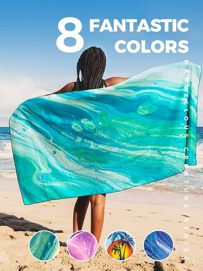 OCOOPA Microfiber Beach Towel Fast Drying, Extra Large 63" x 31" Sand Free Beach Towel Super Lightweight Towels for Swimming Pool, Camping, Picnic, Yoga Gym Sports