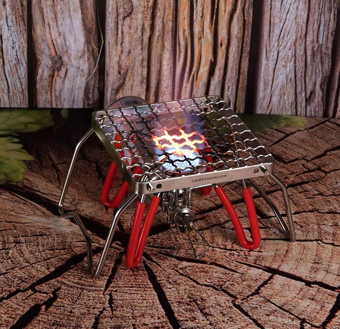 CAMPINGMOON Portable Folding Camping Campfire Grill over Fire Split Stoves 304 Stainless Steel (ZJP 1011)