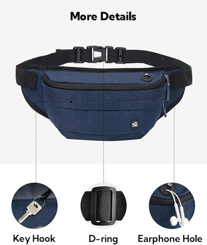 WATERFLY Fanny Pack for Men Women Water Resistant Large Hiking Waist Bag Pack Carrying All Phones for Running Walking Traveling