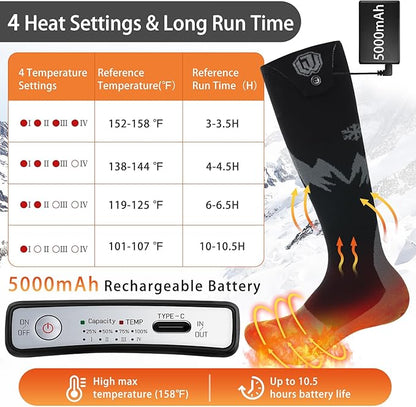 Heated Socks for Men Women with APP Control Rechargeable Electric Heating Socks Washable Foot Warmer for Winter Hunting Skiing Fishing Climbing Hiking 5000mAh Battery