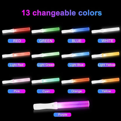 12PCS Glow Sticks Bulk, LED Light Stick with Remote Control, 3 Flashing Modes, 13 Changeable Colors, Batteries Included - Ideal for Wedding, Raves, Concerts, Parties, Camping and Sporting Events