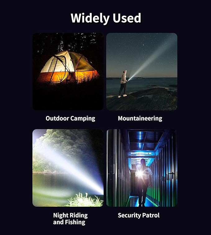 LED Rechargeable Flashlights High Lumens with Zoomable, Super Bright Tactical Flashlight for Emergencies, Portable Waterproof Powerful Handheld Flash Lights for Camping, Hiking, Home Use
