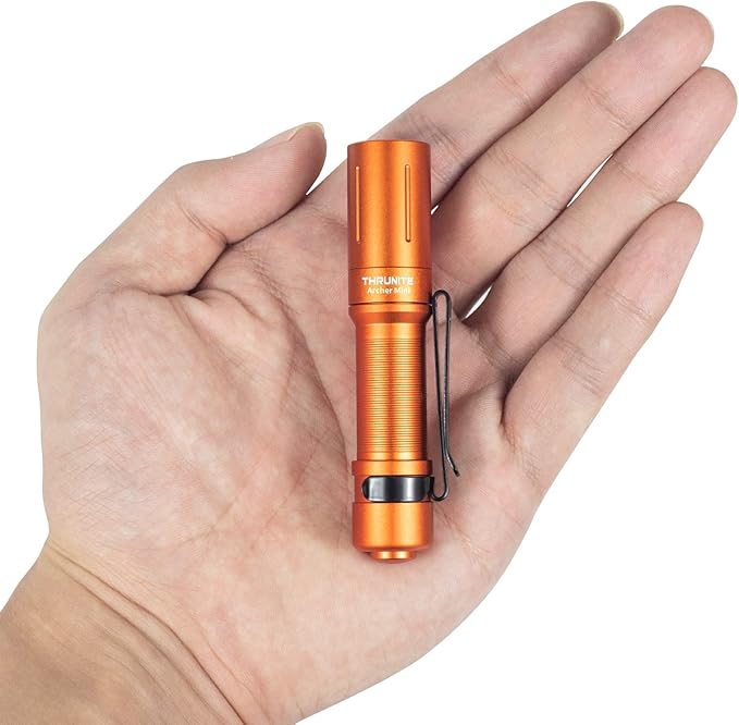 ThruNite EDC Flashlight Archer Mini, 405 Lumens Tail Switch LED Flashlight, USB C Rechargeable Little Pocket Penlight for Camping, Outdoor, and Emergency - Orange Cool White
