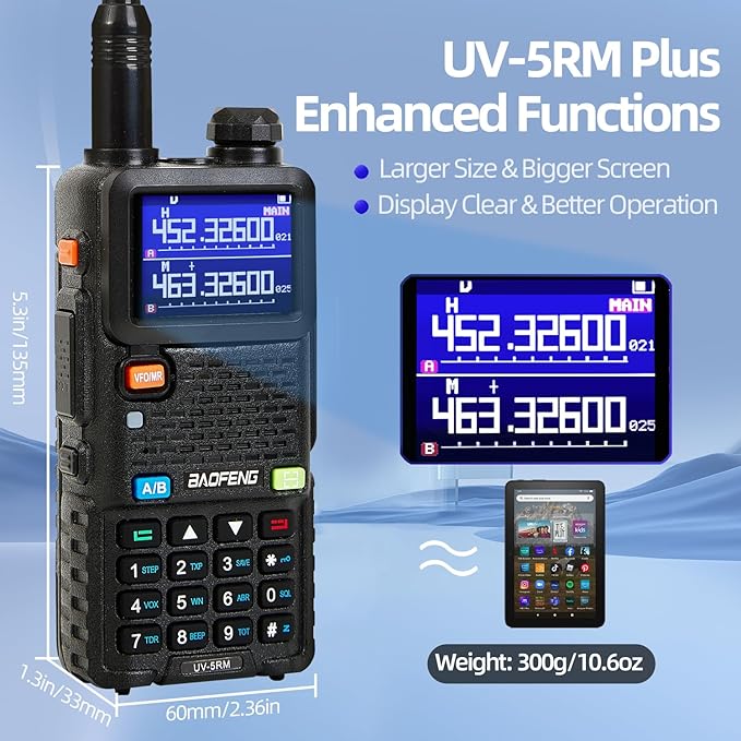 BAOFENG UV-5RM 10W Handheld Ham Radio Long Range, Portable Gmrs Radios with 2500mAh Type-C Charging Battery, Rechargeable 5RM Multi-Band Two Way Radio for Adults（2 Pack）