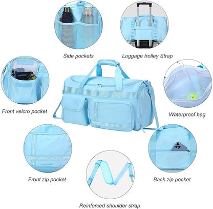 MAXTOP Gym Bag for Women Men Travel Duffle Bag Large Capacity Carry On Weekender Overnight Bag With Shoe Compartment Gym Tote Dry Wet Separation Duffel Bag for Travel