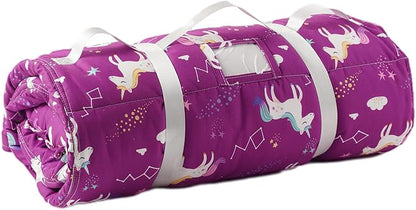 Bunnikins & Clover Toddler Nap Mat with Removable Pillow, Nap Mats for Preschool, Easy Clean Toddler Nap Pad for Kindergarten, Kids Sleeping Bag for Travel Camping
