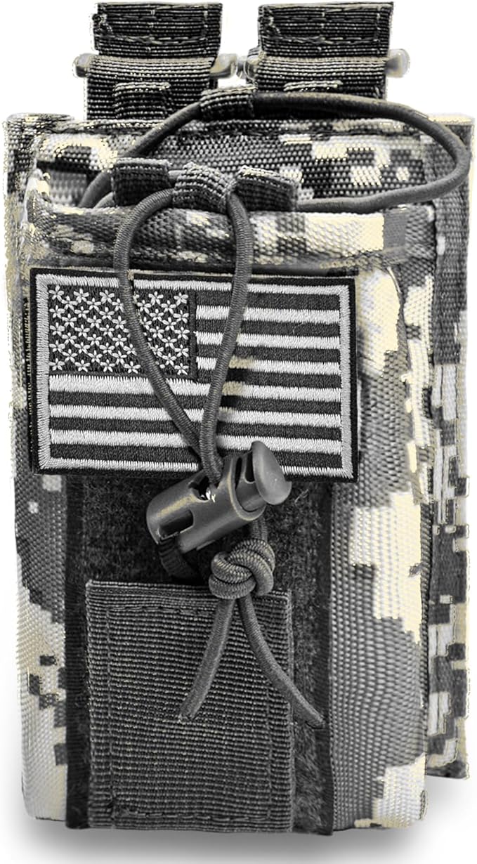 Molle Radio Pouch Holster Tactical Holder Duty Belt Accessories Military Heavy Bag for Two Ways Walkie Talkies Adjustable Storage with 1 Pack Patch