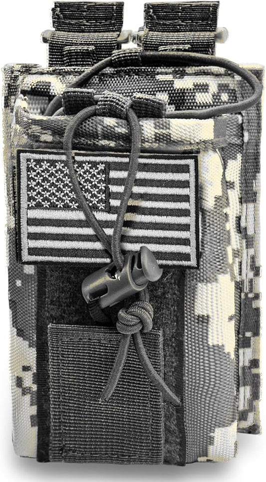 Molle Radio Pouch Holster Tactical Holder Duty Belt Accessories Military Heavy Bag for Two Ways Walkie Talkies Adjustable Storage with 1 Pack Patch