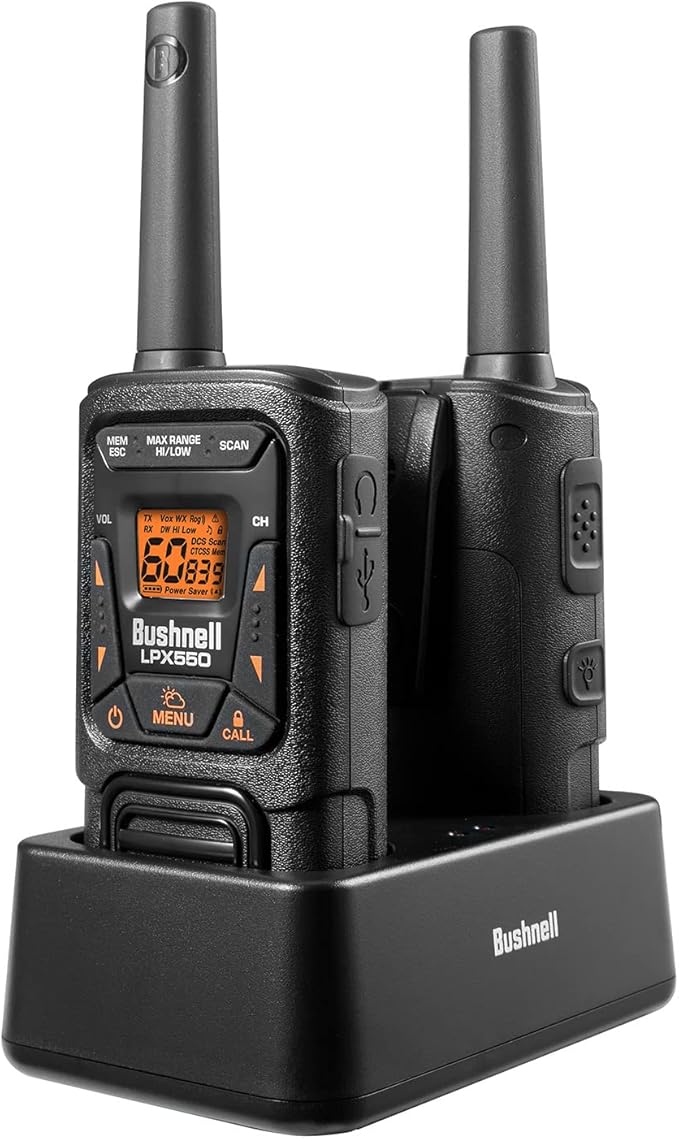 New Bushnell LPX550 Walkie Talkie Radio - Reliable Quality, Rugged Design, 2W Power for 36 Miles of Range, Two Way Radios Equipped for Wherever Life Takes You (2 Pack)
