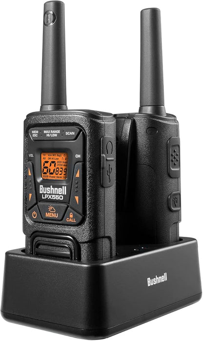 New Bushnell LPX550 Walkie Talkie Radio - Reliable Quality, Rugged Design, 2W Power for 36 Miles of Range, Two Way Radios Equipped for Wherever Life Takes You (2 Pack)