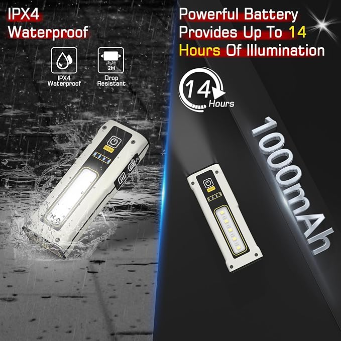LED Rechargeable Work Light 1500 Lumens with Magnetic Base - Aluminum Shell Portable Flashlight for Mechanics Car Repair, Emergency - 4 Modes Flood Light+Spot Light - IPX4 Waterproof Long Battery Life