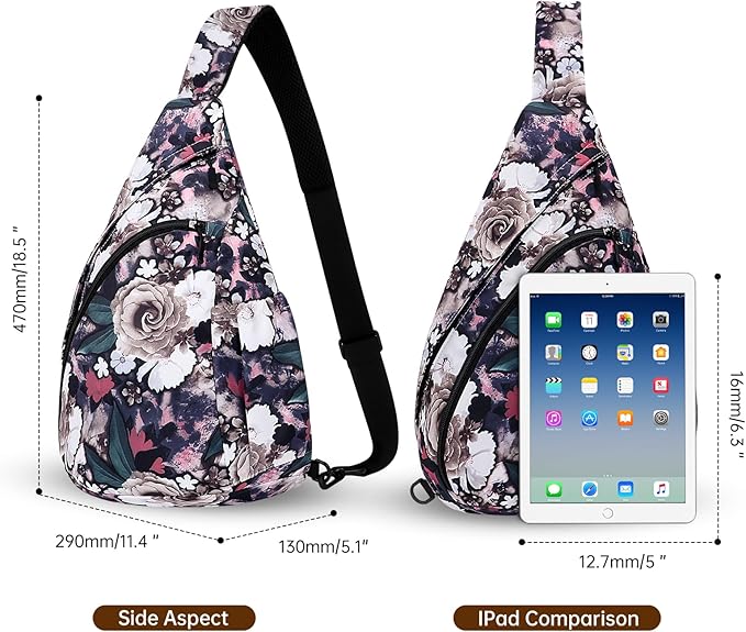 HUA ANGEL Crossbody Sling Bag for Men & Women Lightweight Waterproof Chest Shoulder Bag for Travel Hiking & Everyday Use