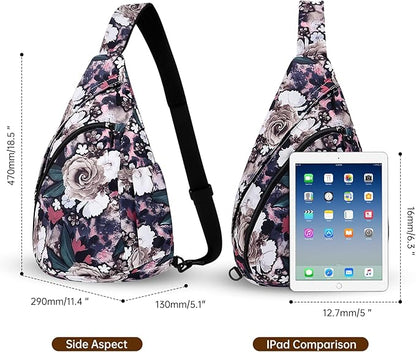HUA ANGEL Crossbody Sling Bag for Men & Women Lightweight Waterproof Chest Shoulder Bag for Travel Hiking & Everyday Use