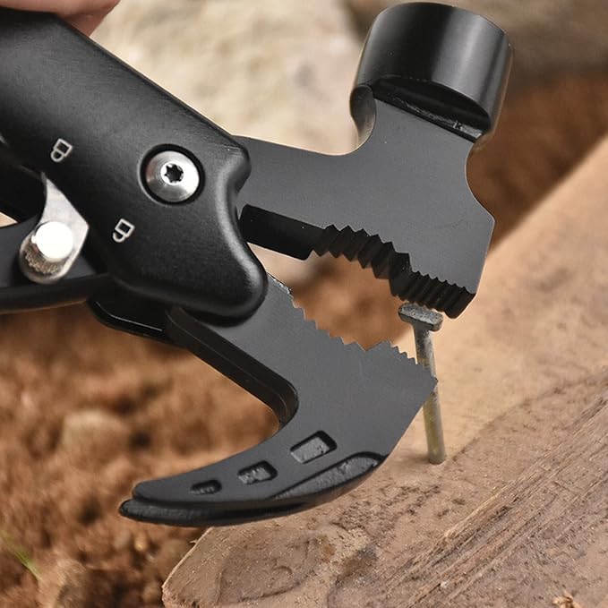 Hammer Multitool, 9 in 1 Mini Portable Survival Tool with Hammer Nailing Device, Pliers, Knife, Saw, Cross Screwdriver for Camping, Hiking, Gifts for Dad and Boyfriend
