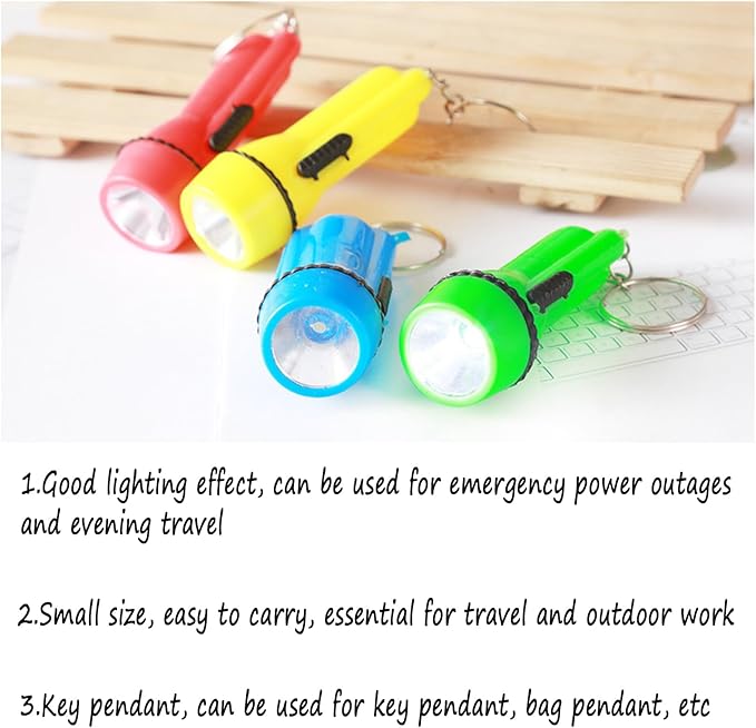 Winbar Mini Flashlight Keychain, 24PCS Bulk Assorted Colors Toy Flashlight for Hiking Camping Party for Kids Night Reading Party Camping Emergency and Hunting