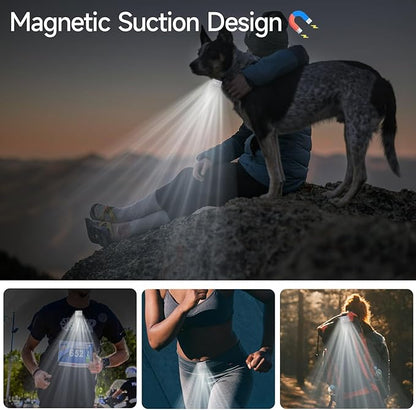 Running Light,USB Rechargeable jogging Light 6 Lighting Modes Strong Magnetic Lights Portable Clip On Running Lights with Runners and Joggers for Hiking,Running,Camping,Outdoor Adventure,1Pack-Grey