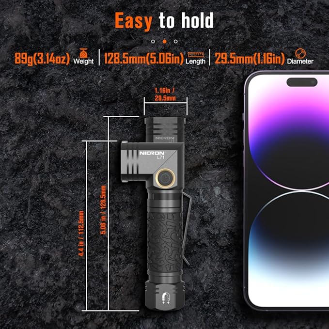 NICRON L71 Tactical Flshlights High Lumens, Type-C Rechargeable Magnetic Flashlight 90 Degree Working Light, IP65 Waterproof 1800 Lunmens LED Flashlights for Camping Outdoor Emergency, 8 Models