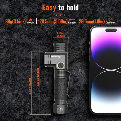 NICRON L71 Tactical Flshlights High Lumens, Type-C Rechargeable Magnetic Flashlight 90 Degree Working Light, IP65 Waterproof 1800 Lunmens LED Flashlights for Camping Outdoor Emergency, 8 Models
