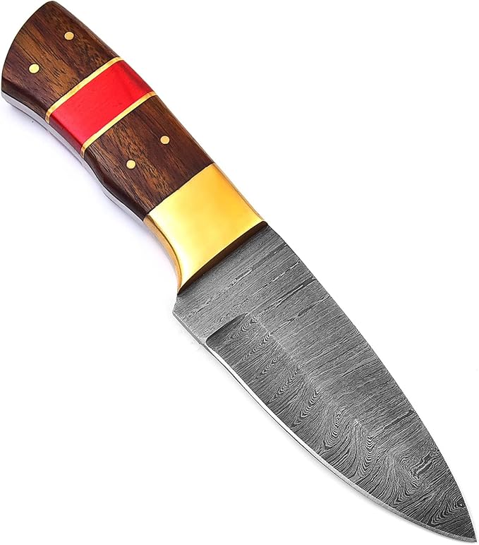 Wood Handle Damascus Knife Made Of Remarkable Damascus Steel -Best Hunting Knife with Sheath TJ104
