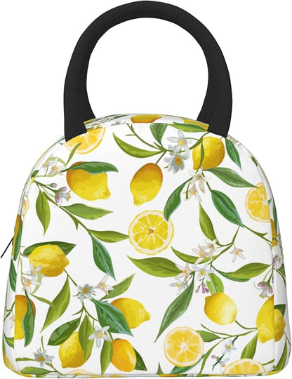 Lemon Lunch Bag Lunch Box for Women Men Boys Girls, Reusable Insulated Lunch Tote Bag, Leakproof Thermal Cooler Sack Food Handbags High Capacity for Work School Picnic Camping Gifts