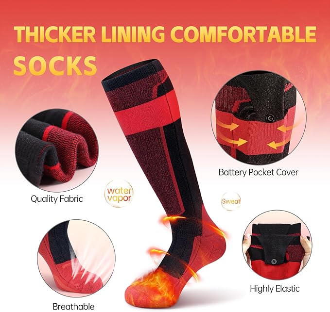 Heated Socks, Rechargeable 10000mah Battery Heated Socks for Men Women, Upgraded Washable Electric Thermal Warming Socks, App Control Winter Feet Warmer for Camping Hiking Skiing Outdoors