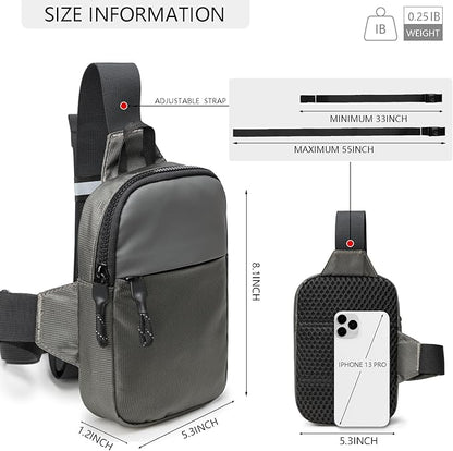 Mini Sling Bag for Men Women, Waterproof Utility Crossbody Backpack Chest Bag for Hiking Travel Sports Running