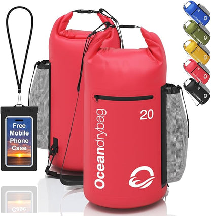 Oceandrybag - Waterproof Dry Bag Backpack - Floating Dry Sack Portable for Kayaking, Beach, Rafting, Boating, Hiking, Camping, Fishing with Waterproof Phone Case