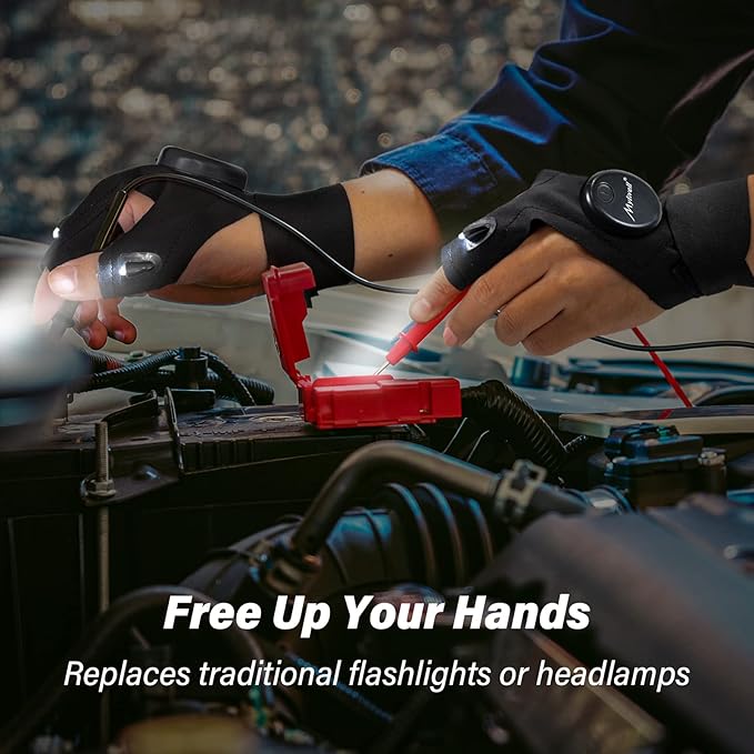 Mylivell LED Flashlight Glove Outdoor Fishing Gloves With Stretchy Strap Screwdriver for Repairing Cars Night Running Fishing Camping Hiking in Dark Place (4 Pair)