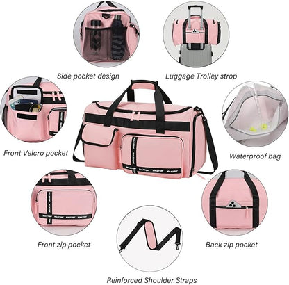 MAXTOP Gym Bag for Women Men Travel Duffle Bag Large Capacity Carry On Weekender Overnight Bag With Shoe Compartment Gym Tote Dry Wet Separation Duffel Bag for Travel