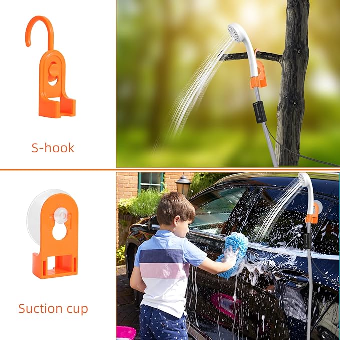 Portable Electric Shower Travel rain Shower Pump Camping Shower kit and 6.5 Gallon Folding Bucket for Indoor or Outdoor Shower car Cleaning pet Bath