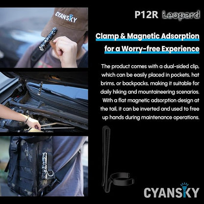 CYANSKY Rechargeable Flashlight,Super Bright,Flashlights High Lumens, Small EDC Flashlights for Emergencies,IP68 Waterproof Flash Light for Camping,Hiking,Outdoor,Home (Leopard)
