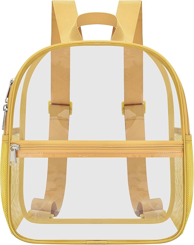 Oraben Clear Backpack for Stadium Events Clear Stadium Backpack 12x6x12 Bag (Nylon Shoulder Straps, Gold)