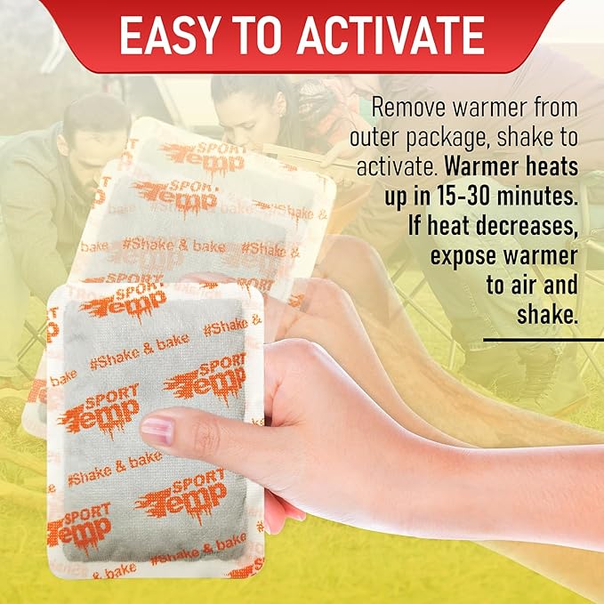 Large Hand & Body Warmers - Up to 18 Hours of Heat, Super Long Lasting - Easy, All Natural - Air Activated, for Body, Hands & Toes - Odorless Hot Hand Warmer - Sport Temp