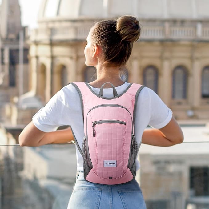 G4Free 10L/15L Hiking Backpack Lightweight Packable Hiking Daypack Small Travel Outdoor Foldable Shoulder Bag(Pink)