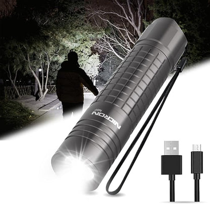NICRON 800 Lumen N8F Flashlight with 5 Modes,Zoomable LED Flashlight with Rechargeable Battery and Micro-USB,IP65 Waterproof and Dustproof,Suitable for Camping,Hiking,Fishing, Jogging,Outdoors