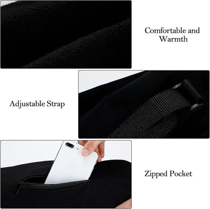 2 Pcs Football Hand Warmer with Zipped Pocket and Adjustable Waist Strap Lightweight Unisex Handwarmer Reusable Hand Muff Pouch for Cold Weather Baseball Hiking Camping, Black