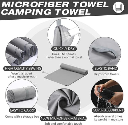 2 Pack Microfiber Beach Towel Large Travel Towel 60 x 30 Inch Quick Dry Swimming Towel Absorbent Ultra Compact Lightweight Camping Towel for Gym, Hiking, Pool, Yoga