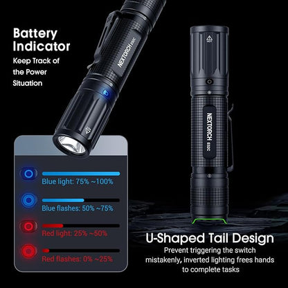 NEXTORCH E52C Rechargeable Flashlight High Lumen, 3000 Lumen Tactical Flashlight with 3 Mode & Strobe for Outdoor Hiking, Daily Overhaul, Camping, Proximity Finding, Urban Commuting, Emergency Defense