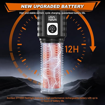Flashlights High Lumens Rechargeable, 980000 Lumens XHM77.2 LED Flashlight Super Bright Flash Light Battery Powered, Powerful Flashlights Handheld Linternas for Emergencies Camping