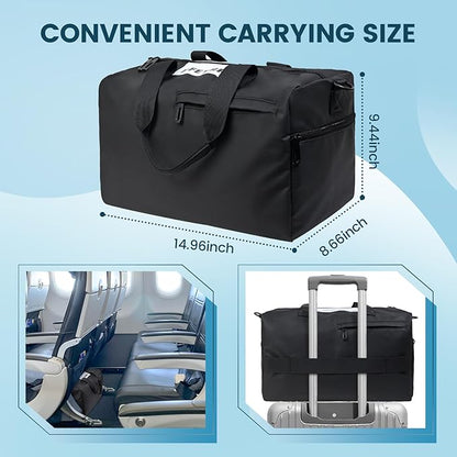 Lightweight Gym Bag for Man Women,Water Resistant Duffle Bag for Travel with Wet Pocket,Wear-resistant Weekender Overnight Duffel Bag,Travel Bag Easy to Clean Tote bag for women(Black)