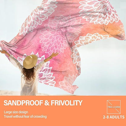 Beach Blanket Oversized Extra Large78 X 110",Waterproof Sandproof Beach Blanket 2-8 Adults Lightweight Durable for Travel Camping Hiking Picnic
