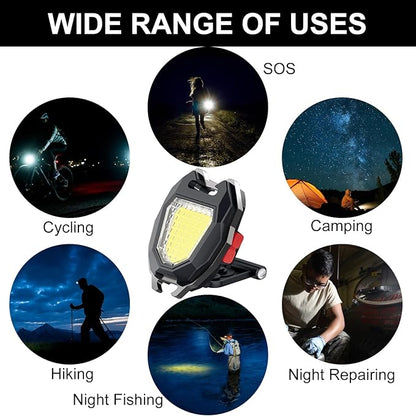 SEFONE 7 Modes COB Keychain Work Light 2 Pack, 1200 Lumens Bright Rechargeable LED Flashlight, Portable Pocket Light with Folding Bracket Whistle Lighter Magnet for Outdoor