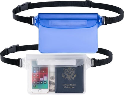 CADONO 2-Pack Waterproof Pouch with Adjustable Waist Strap | Screen Touch Sensitive Dry Bag, Keep Your Phone and Valuables Dry, Perfect for Swimming Kayaking Boating Fishing Beach Diving